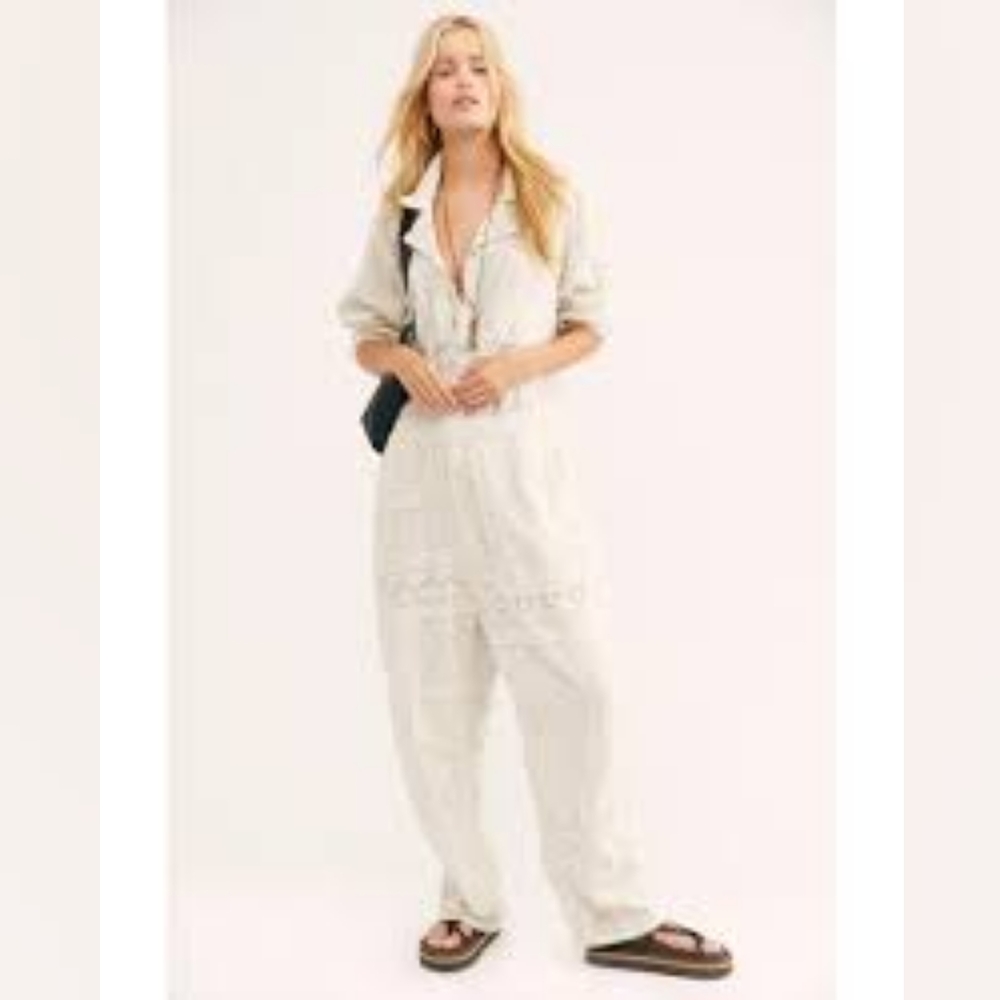 NWT Magnolia Pearl Eyelet Patchwork Workwear Jumper Coveralls